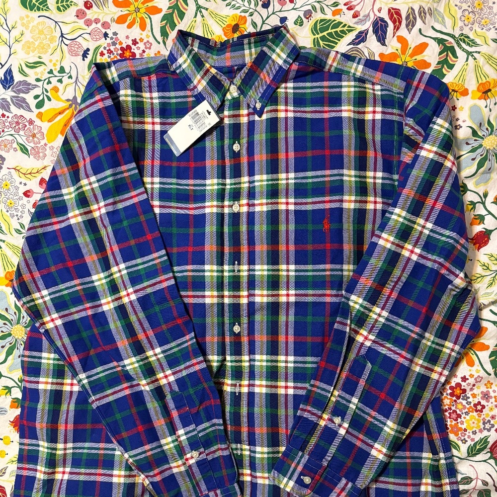 Polo Ralph Lauren blue plaid long sleeve men’s shirt